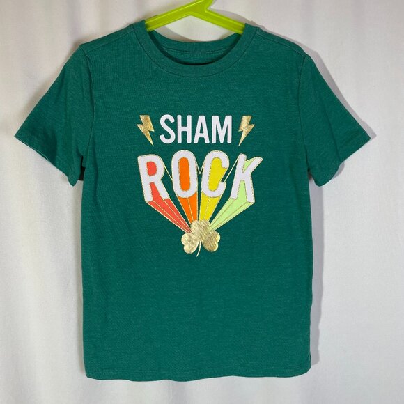 Cat & Jack Kids Unisex Size S Sham Rock Tee Green Patrick's Day Short Sleeves - Picture 1 of 4